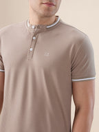 Mens Solid Henley Neck Half Sleeves Regular Fit T-shirt