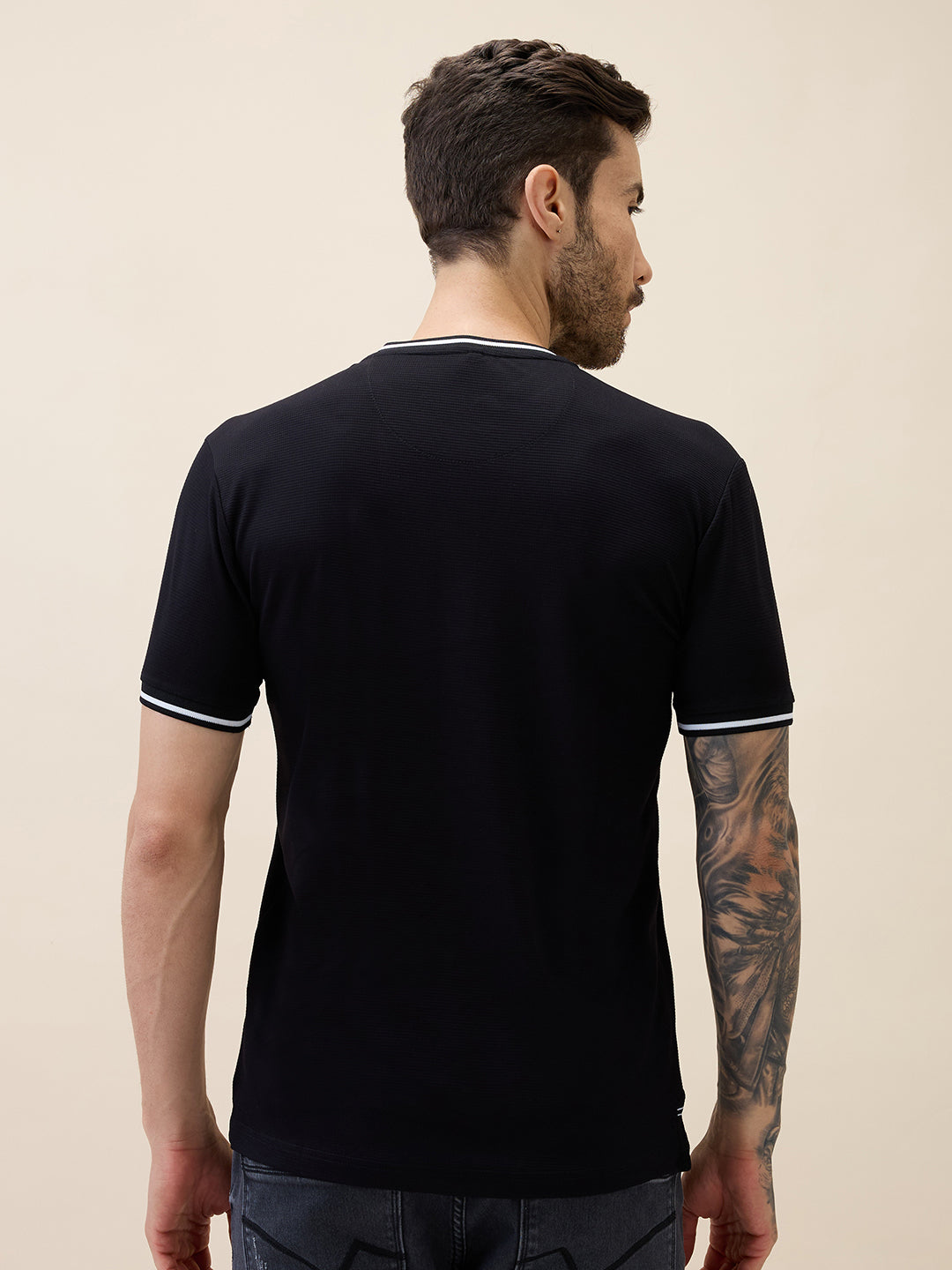 Men's Solid Henley Neck Half Sleeves Regular Fit Tshirt