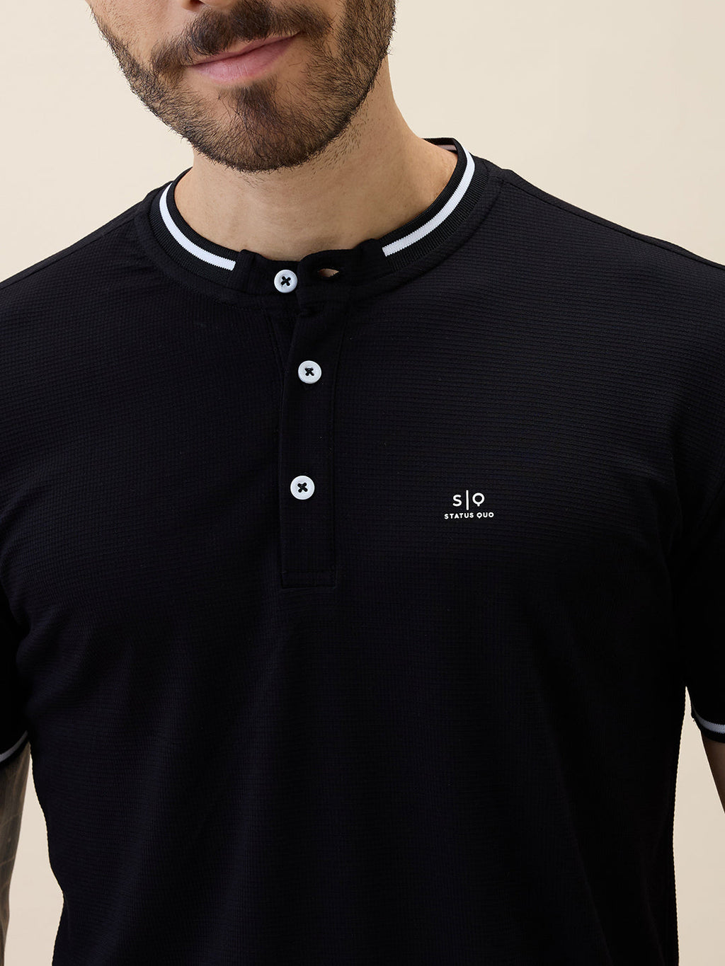 Men's Solid Henley Neck Half Sleeves Regular Fit Tshirt