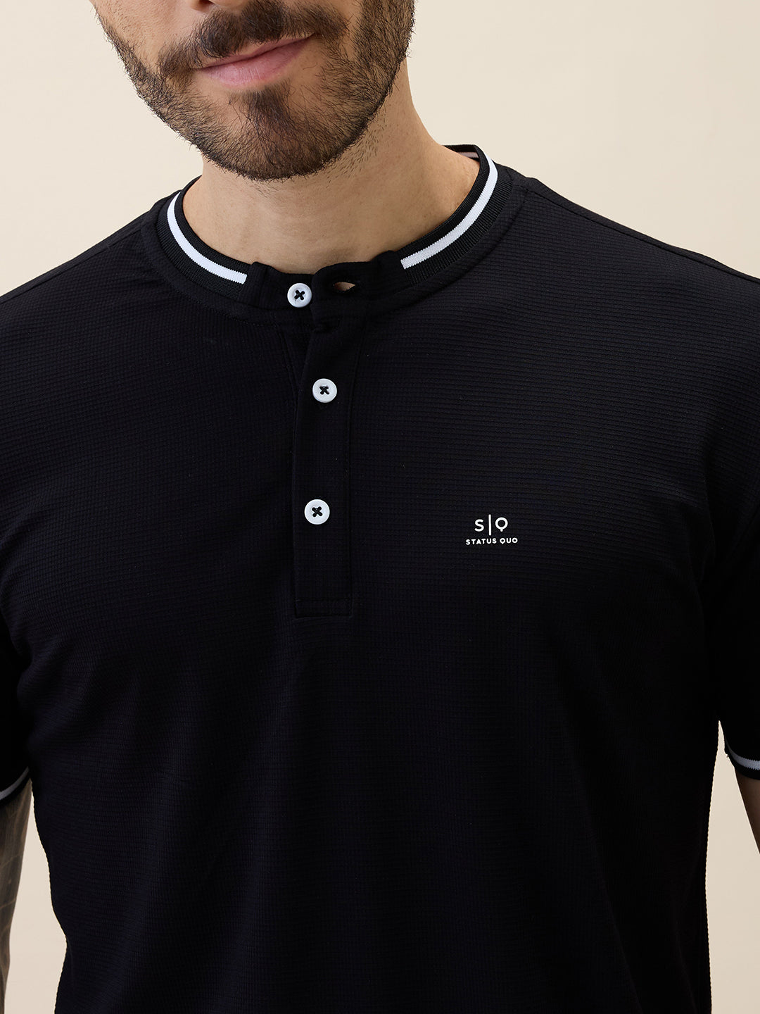 Men's Solid Henley Neck Half Sleeves Regular Fit Tshirt