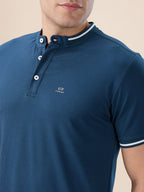 Mens Solid Henley Neck Half Sleeves Regular Fit T-shirt