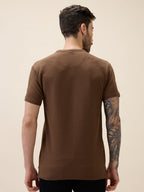 Men's Solid Henley Neck Half Sleeves Regular Fit Tshirt