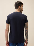 Mens Solid Henley Neck Half Sleeves Regular Fit Tshirt