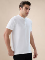 Mens Solid Henley Neck Half Sleeves Regular Fit T-shirt