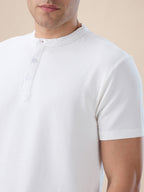 Mens Solid Henley Neck Half Sleeves Regular Fit T-shirt