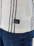 Mens Striped Regular Fit Half Sleeves Knitted Polo T-shirt