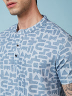 Men's Printed Henley Neck Half Sleeves T-shirts