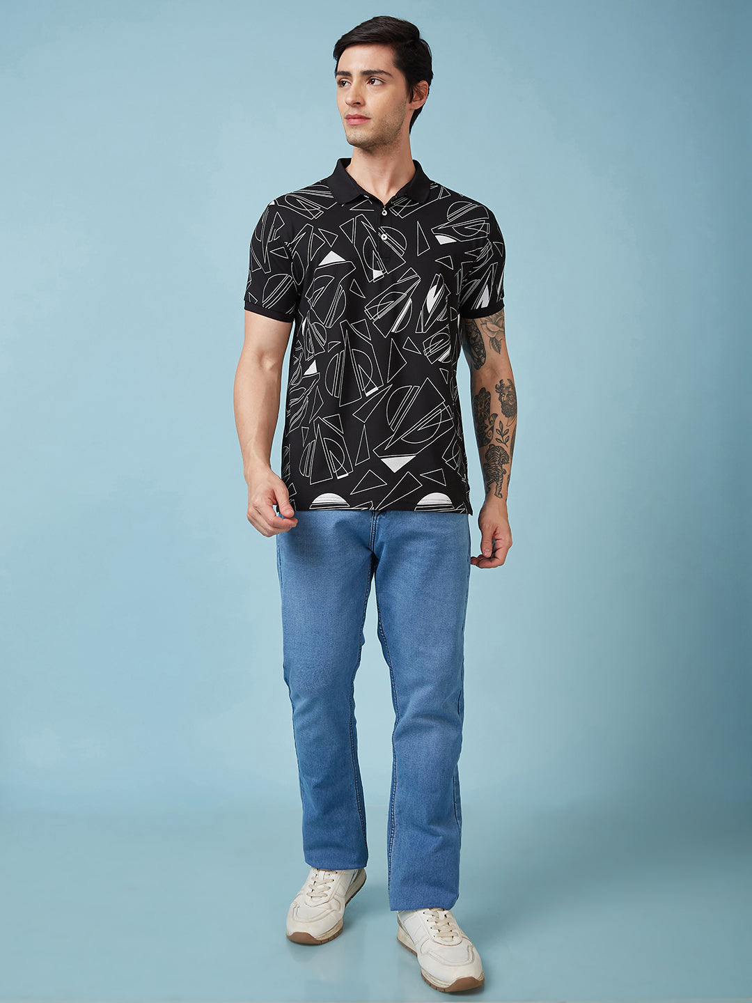 Men's Printed Polo Neck Half Sleeves T-shirts