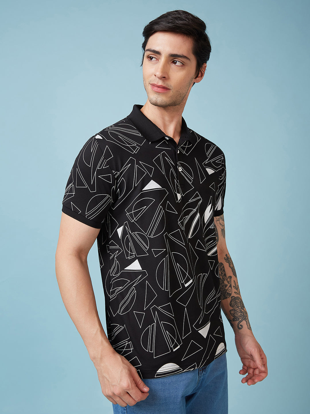 Men's Printed Polo Neck Half Sleeves T-shirts