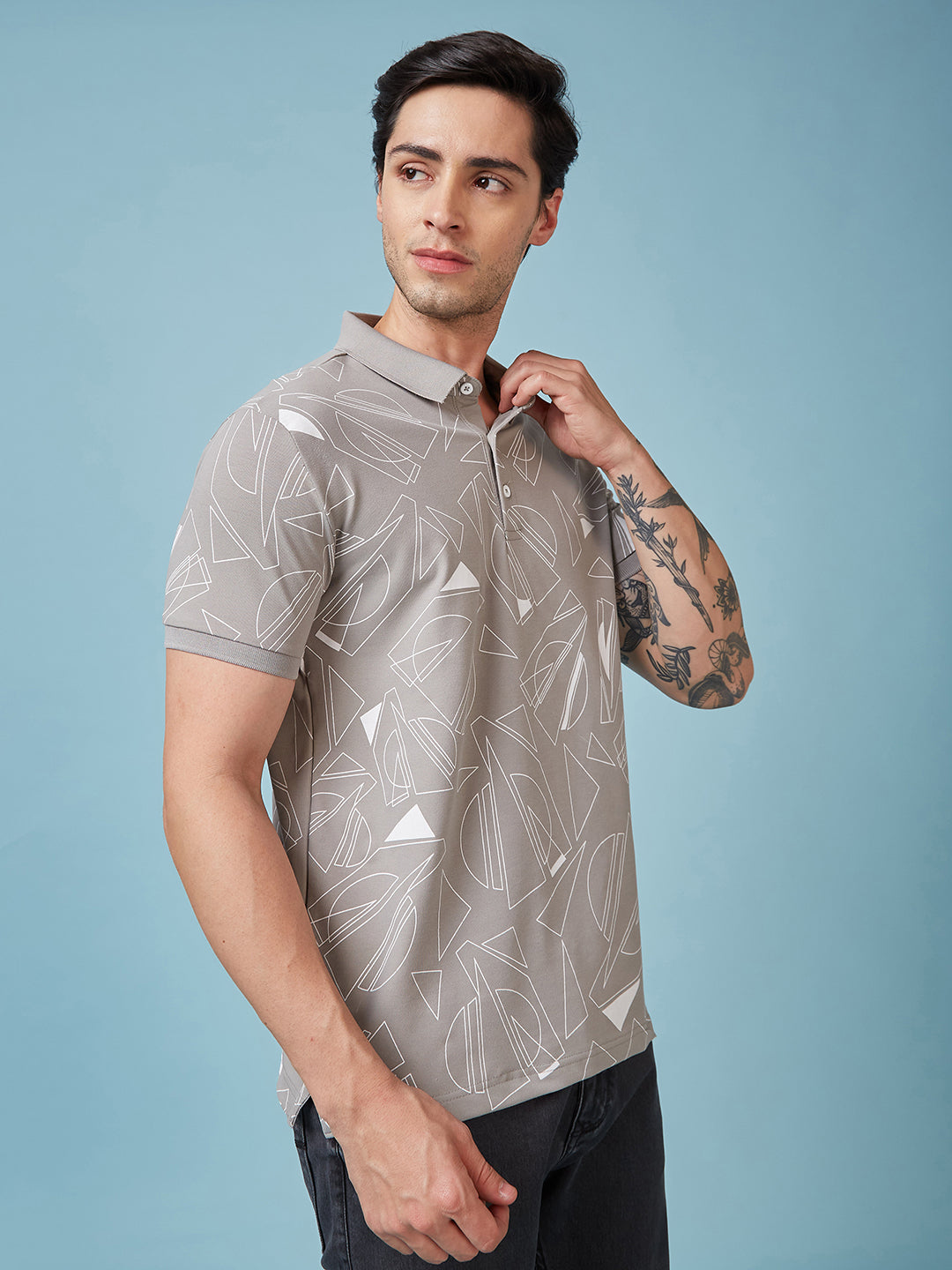 Men's Printed Polo Neck Half Sleeves T-shirts Secondary image