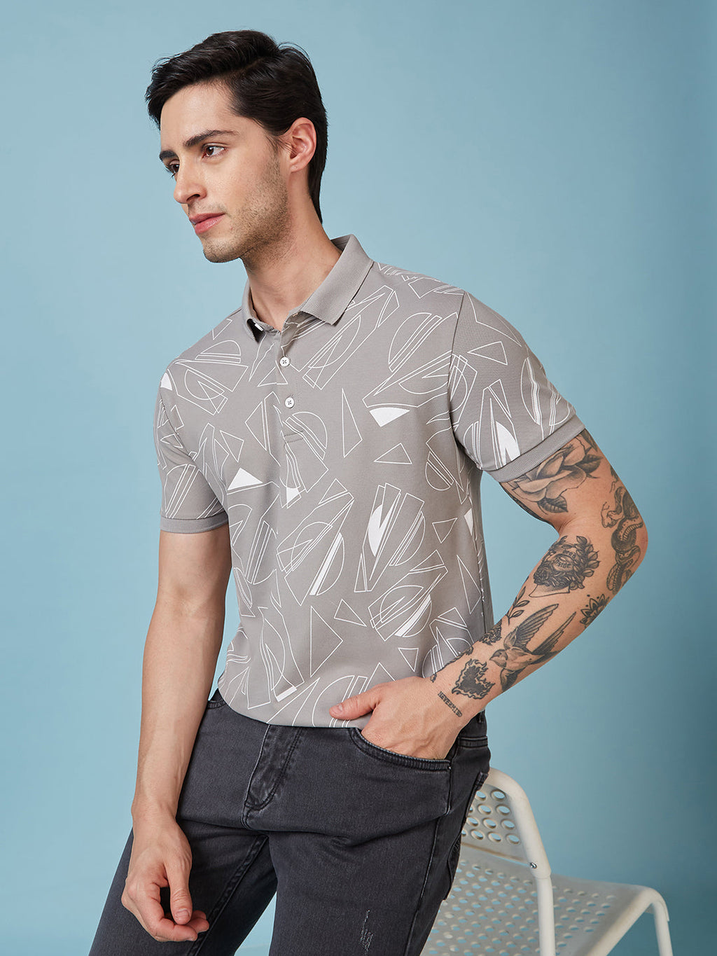 Men's Printed Polo Neck Half Sleeves T-shirts