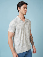 Men's Printed Henley Neck Half Sleeves T-shirts