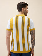 Men's Striped Polo Collar Half Sleeves Regular Fit Tshirt