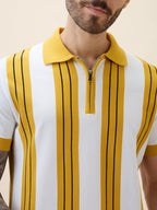 Men's Striped Polo Collar Half Sleeves Regular Fit Tshirt