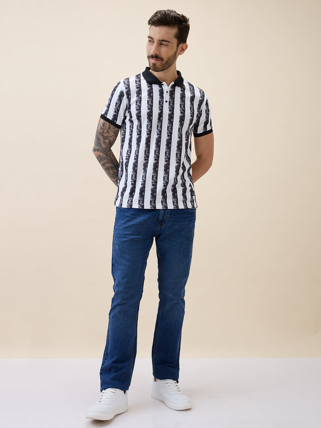 Men's Printed Polo Collar Half Sleeves Regular Fit Tshirt