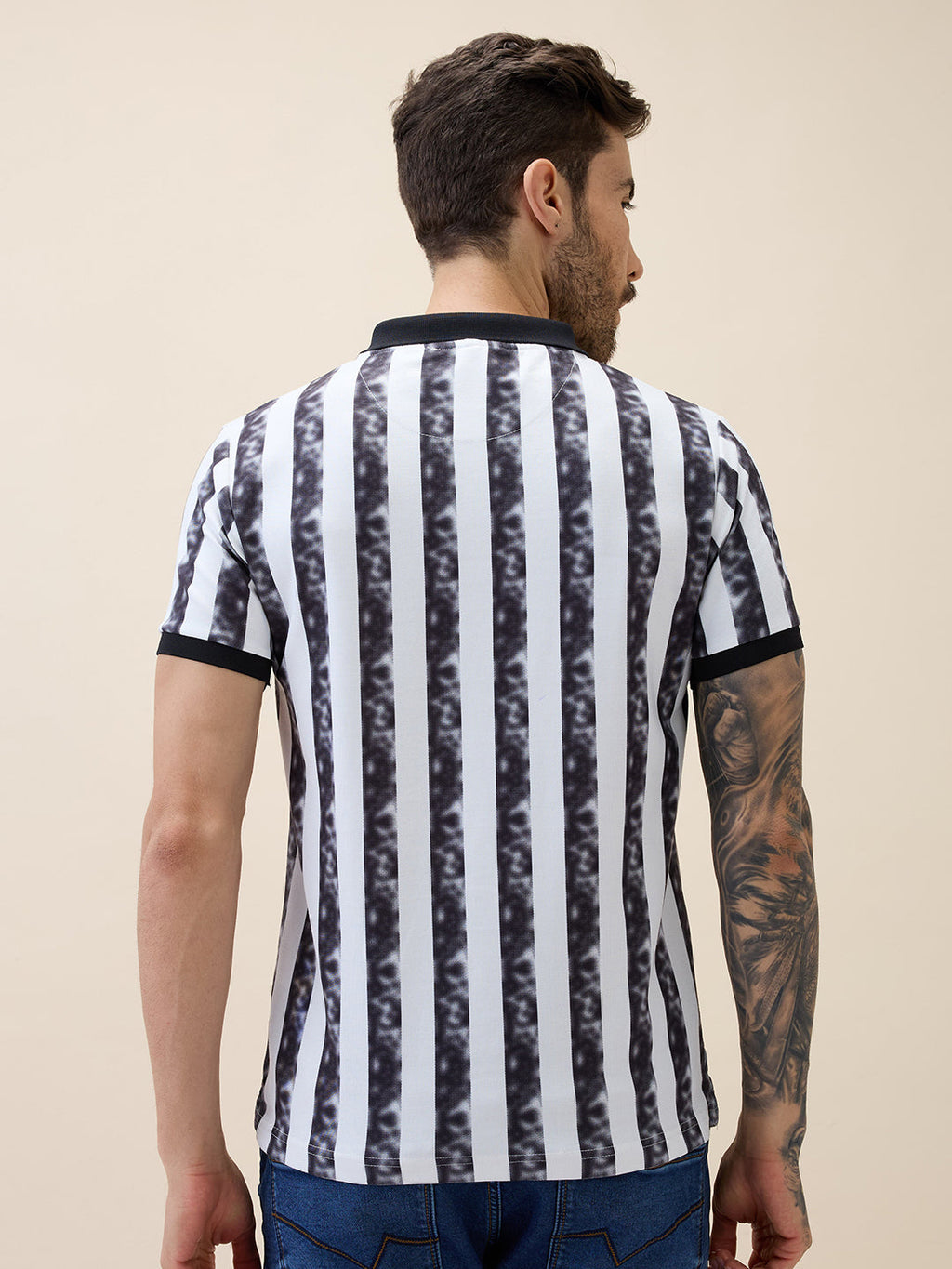 Men's Printed Polo Collar Half Sleeves Regular Fit Tshirt