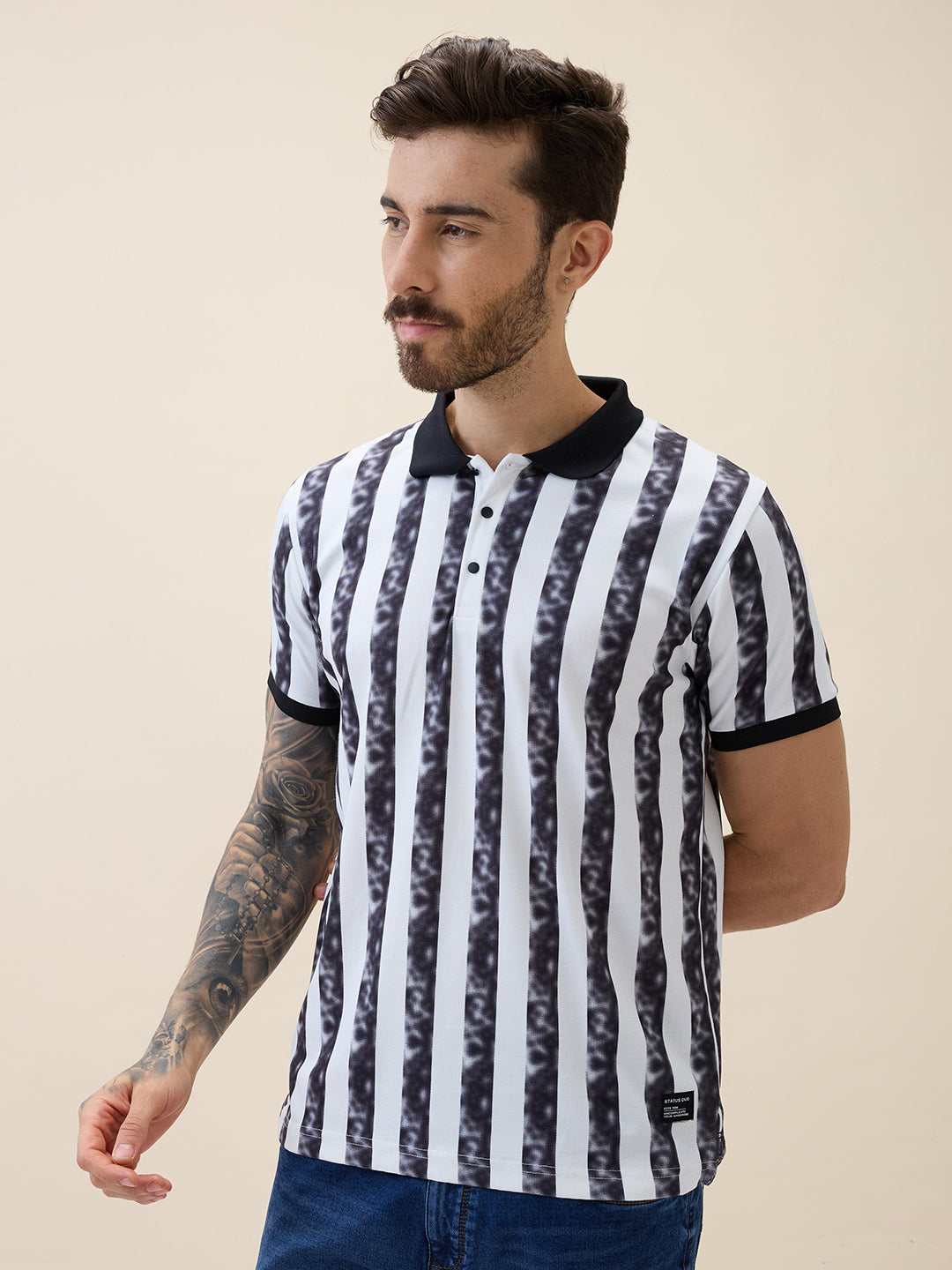 Men's Printed Polo Collar Half Sleeves Regular Fit Tshirt Secondary image