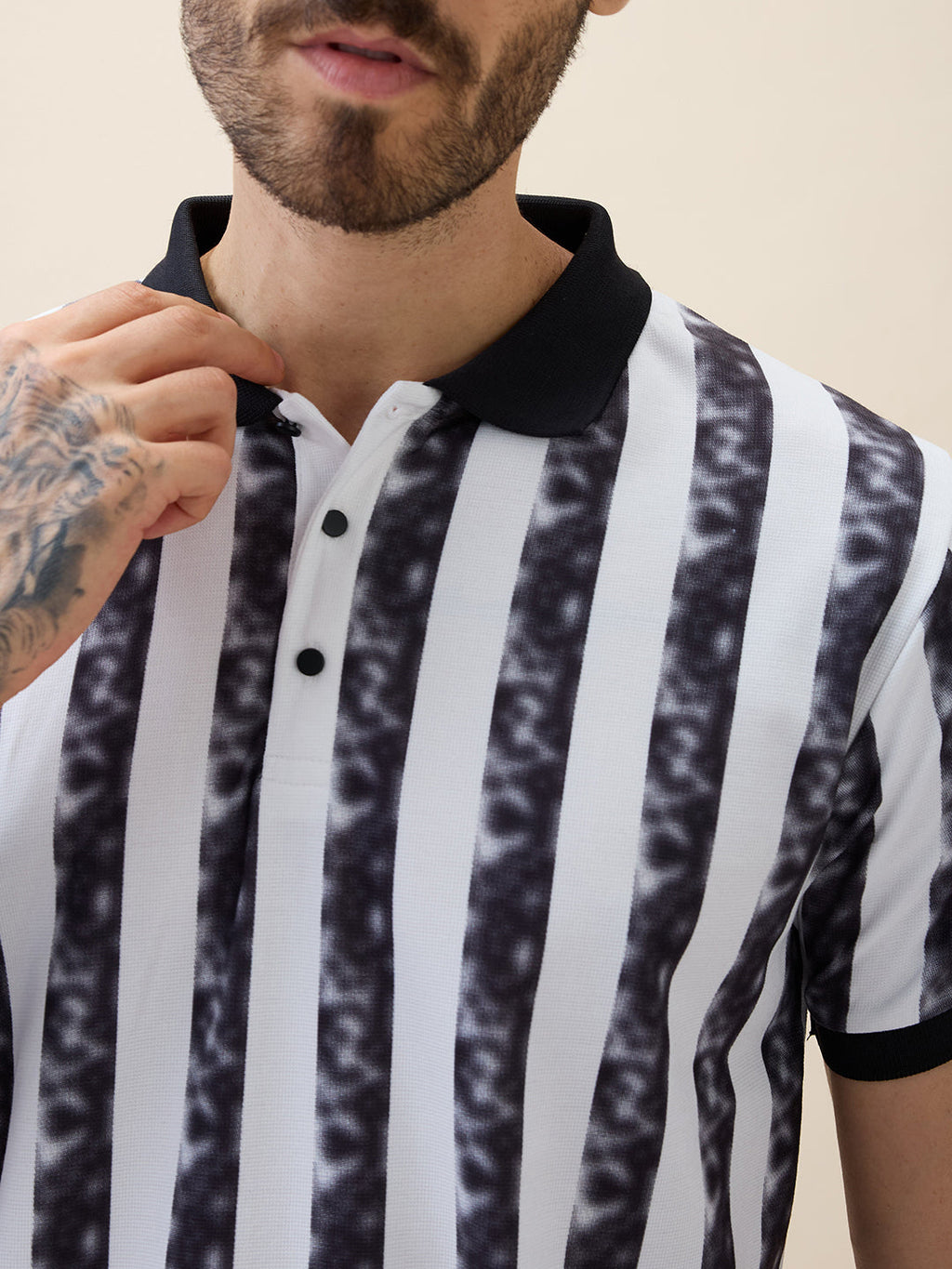 Men's Printed Polo Collar Half Sleeves Regular Fit Tshirt