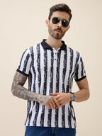Men's Printed Polo Collar Half Sleeves Regular Fit Tshirt