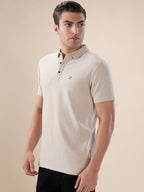 Mens Solid Polo Collar Half Sleeves Regular Fit T-shirt