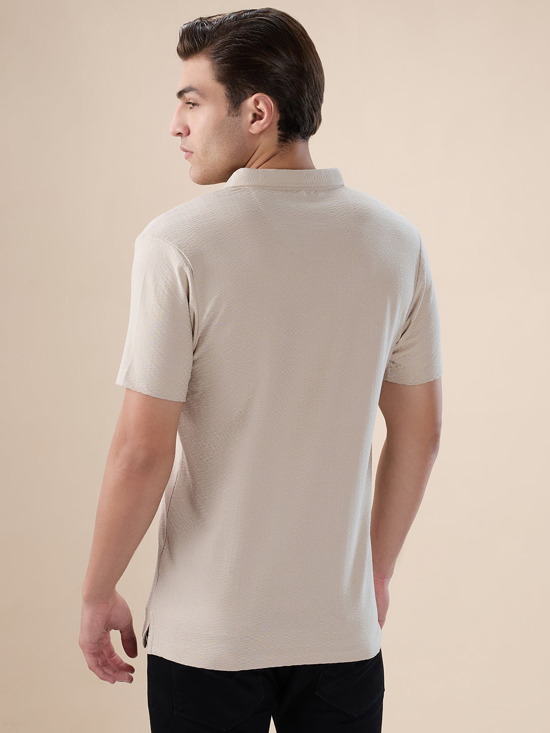Mens Solid Polo Collar Half Sleeves Regular Fit T-shirt