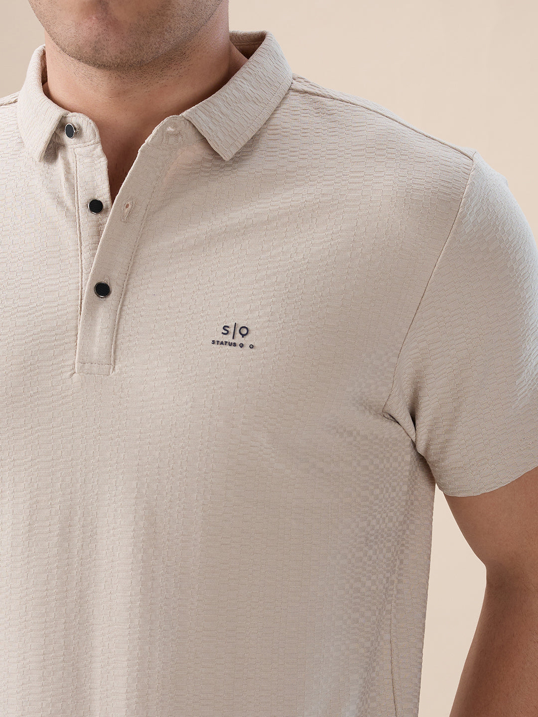 Mens Solid Polo Collar Half Sleeves Regular Fit T-shirt