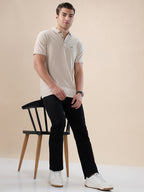 Mens Solid Polo Collar Half Sleeves Regular Fit T-shirt