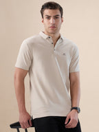Mens Solid Polo Collar Half Sleeves Regular Fit T-shirt