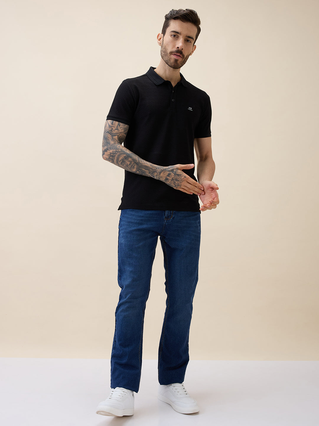 Men's Solid Polo Collar Half Sleeves Regular Fit Tshirt