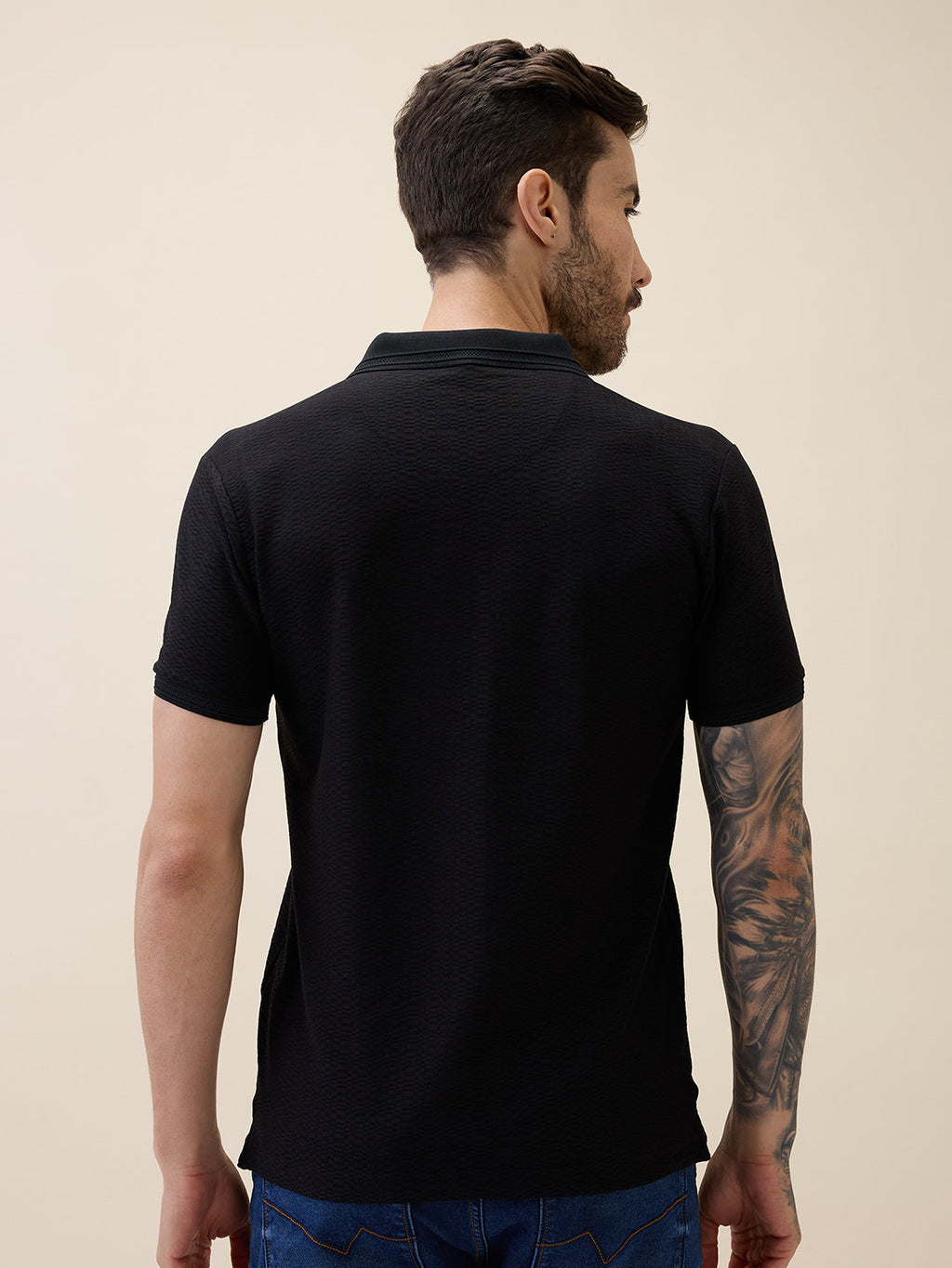 Men's Solid Polo Collar Half Sleeves Regular Fit Tshirt