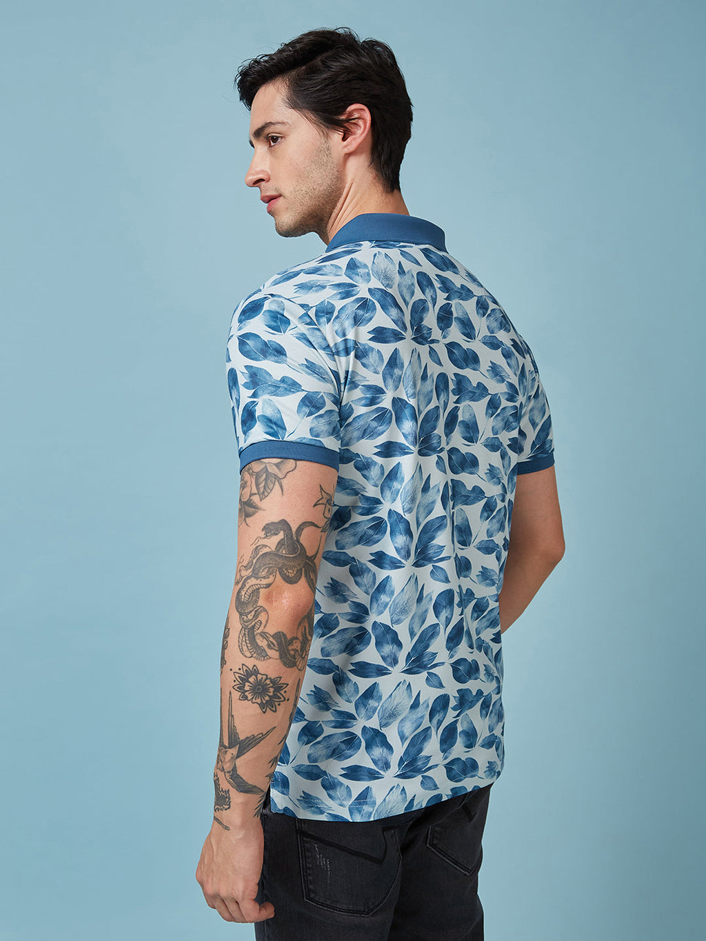 Men's Printed Polo Neck Half Sleeves T-shirt