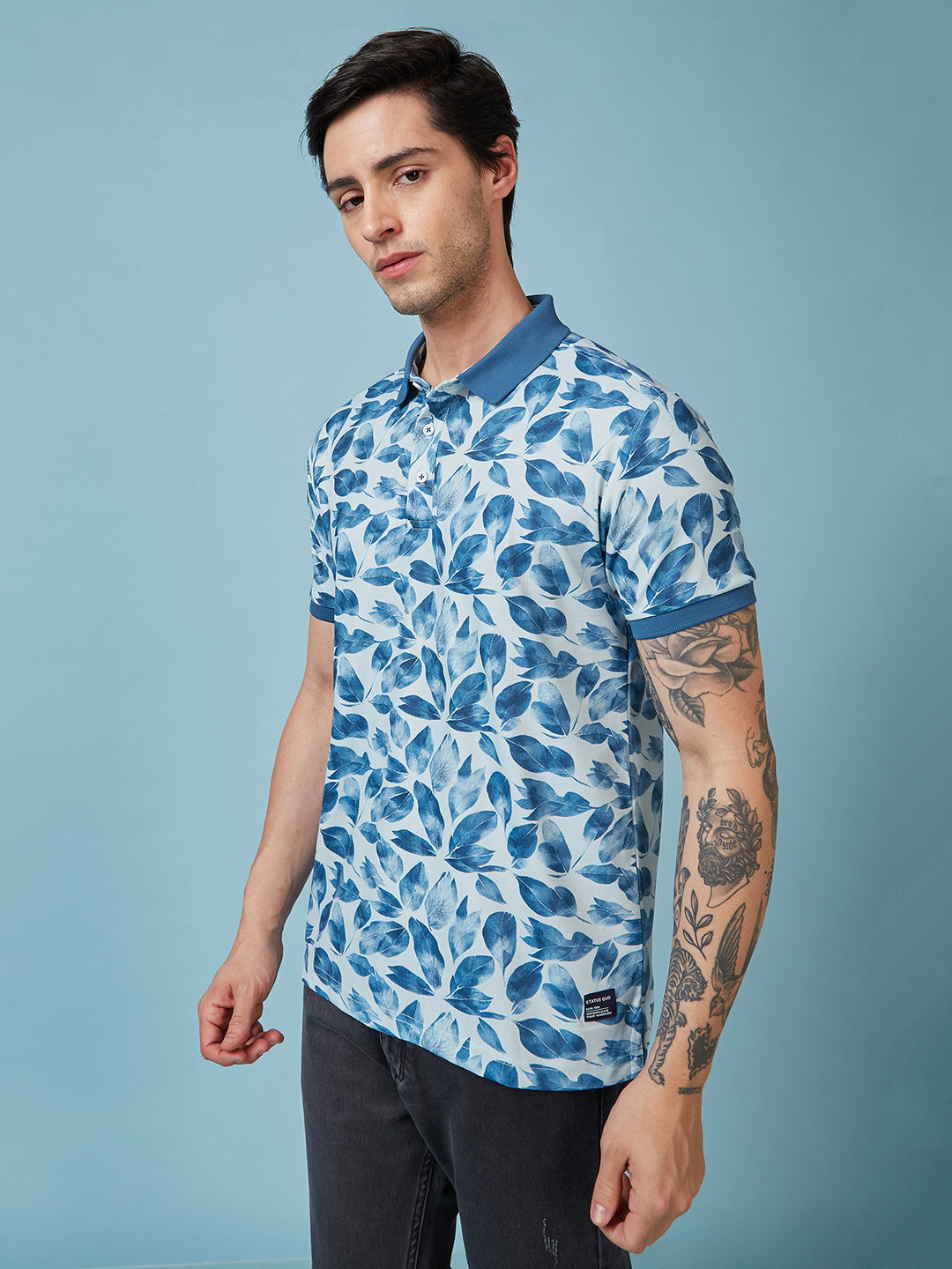 Men's Printed Polo Neck Half Sleeves T-shirt Secondary image