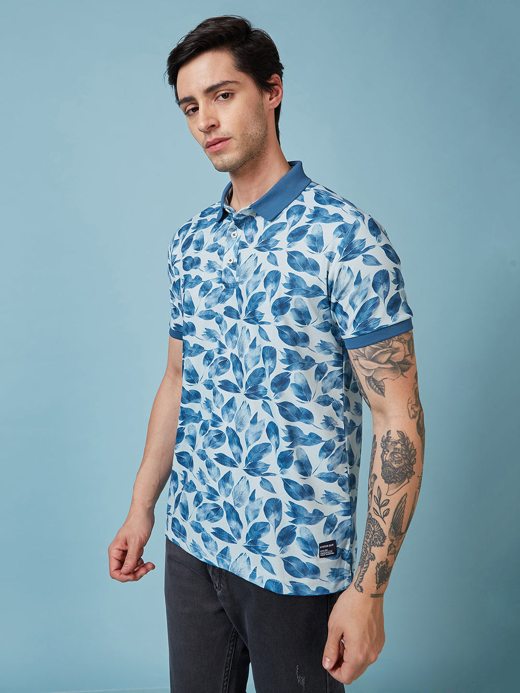 Men's Printed Polo Neck Half Sleeves T-shirt