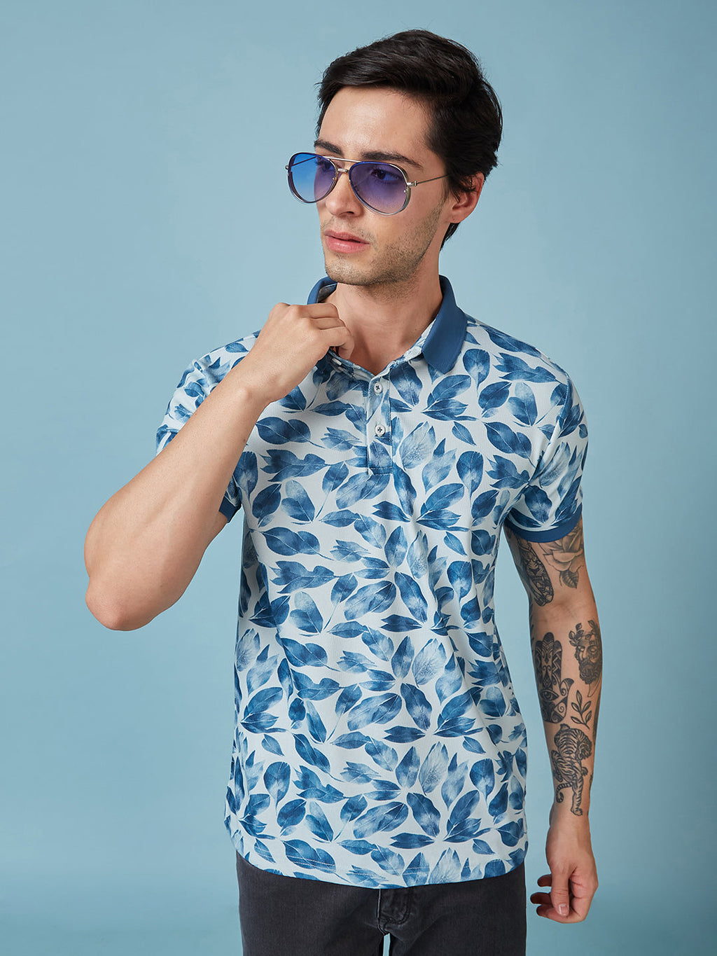 Men's Printed Polo Neck Half Sleeves T-shirt