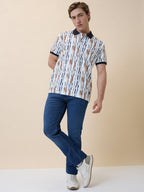 Men's Printed Polo Collar Half Sleeves Regular Fit T-shirt