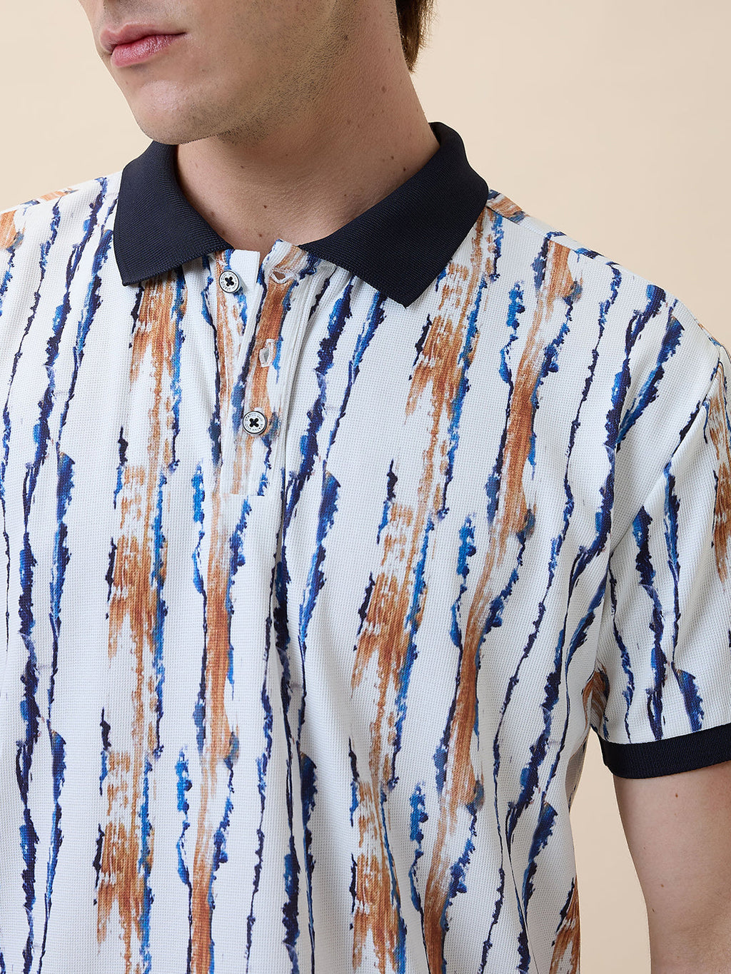 Men's Printed Polo Collar Half Sleeves Regular Fit T-shirt