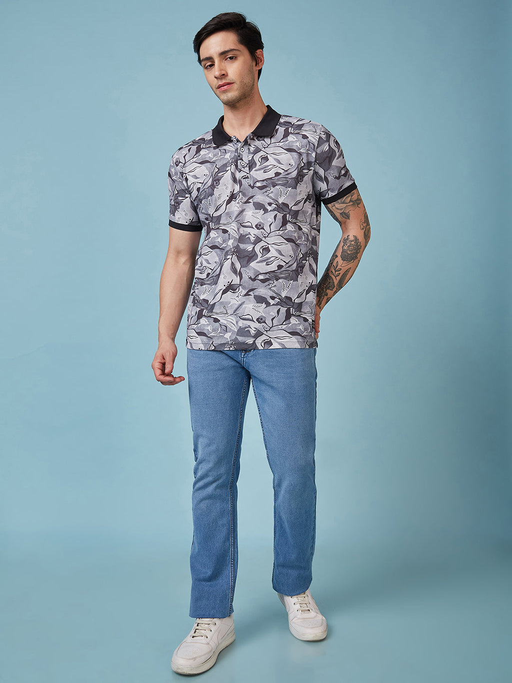 Men's Printed Polo Neck Half Sleeves T-shirts