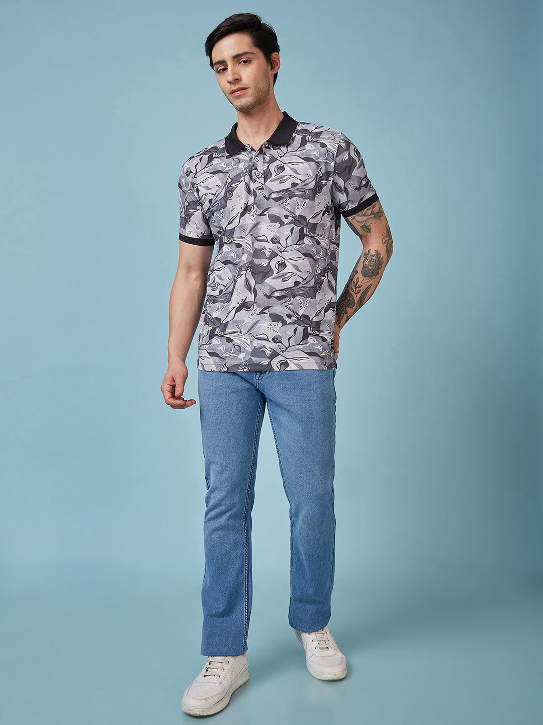 Men's Printed Polo Neck Half Sleeves T-shirts
