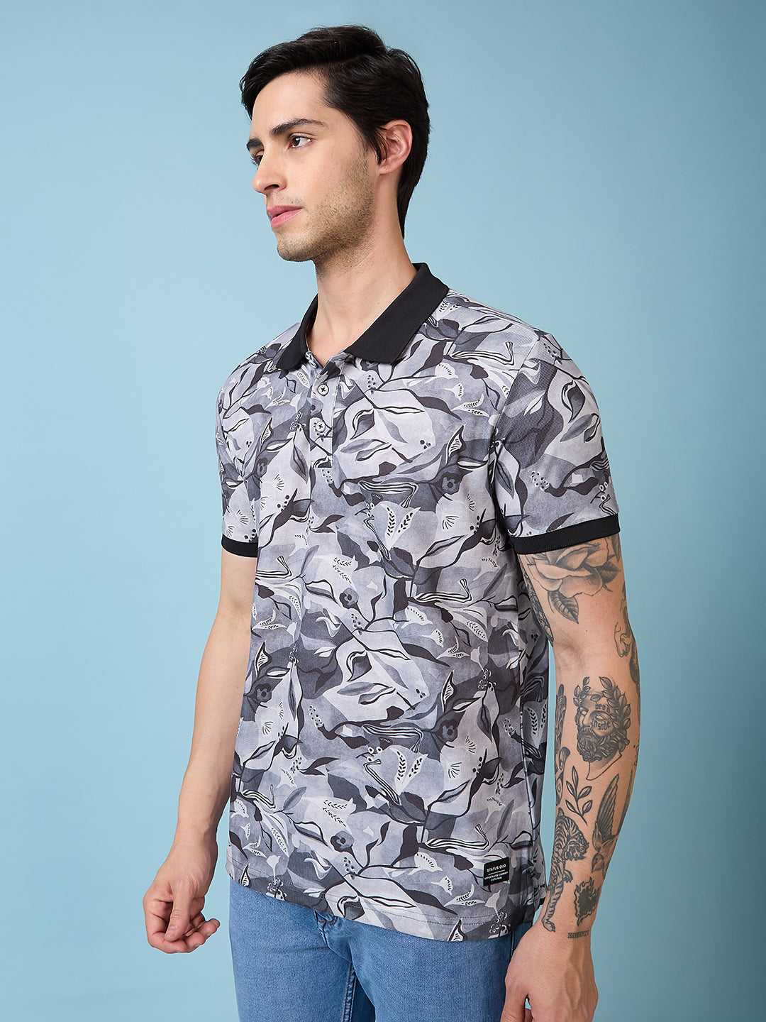 Men's Printed Polo Neck Half Sleeves T-shirts Secondary image