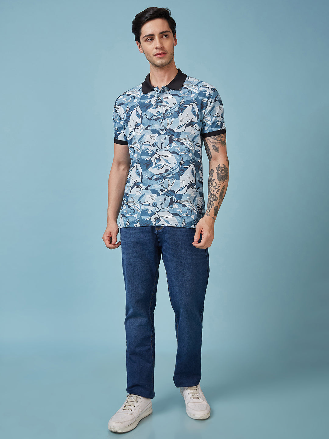 Men's Printed Polo Neck Half Sleeves T-shirts