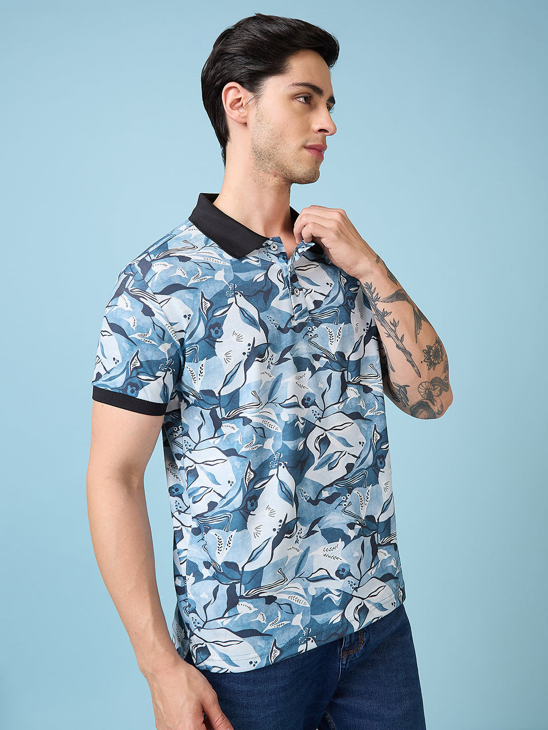 Men's Printed Polo Neck Half Sleeves T-shirts Secondary image