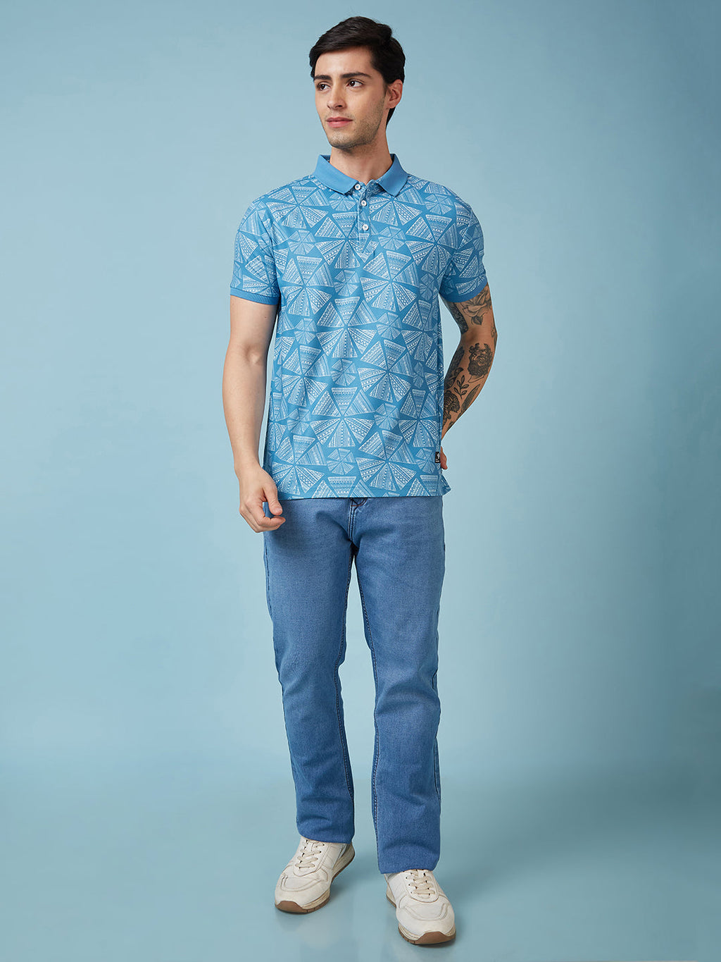 Men's Printed Polo Neck Half Sleeves T-shirt