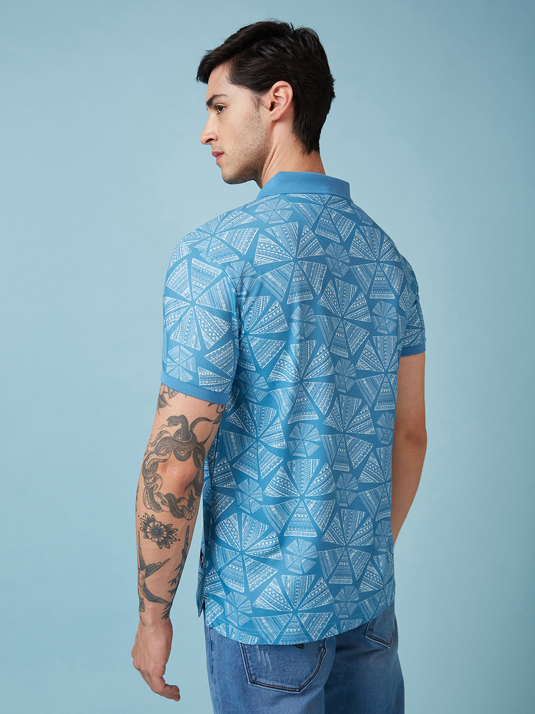 Men's Printed Polo Neck Half Sleeves T-shirt