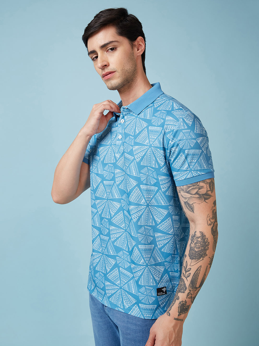 Men's Printed Polo Neck Half Sleeves T-shirt