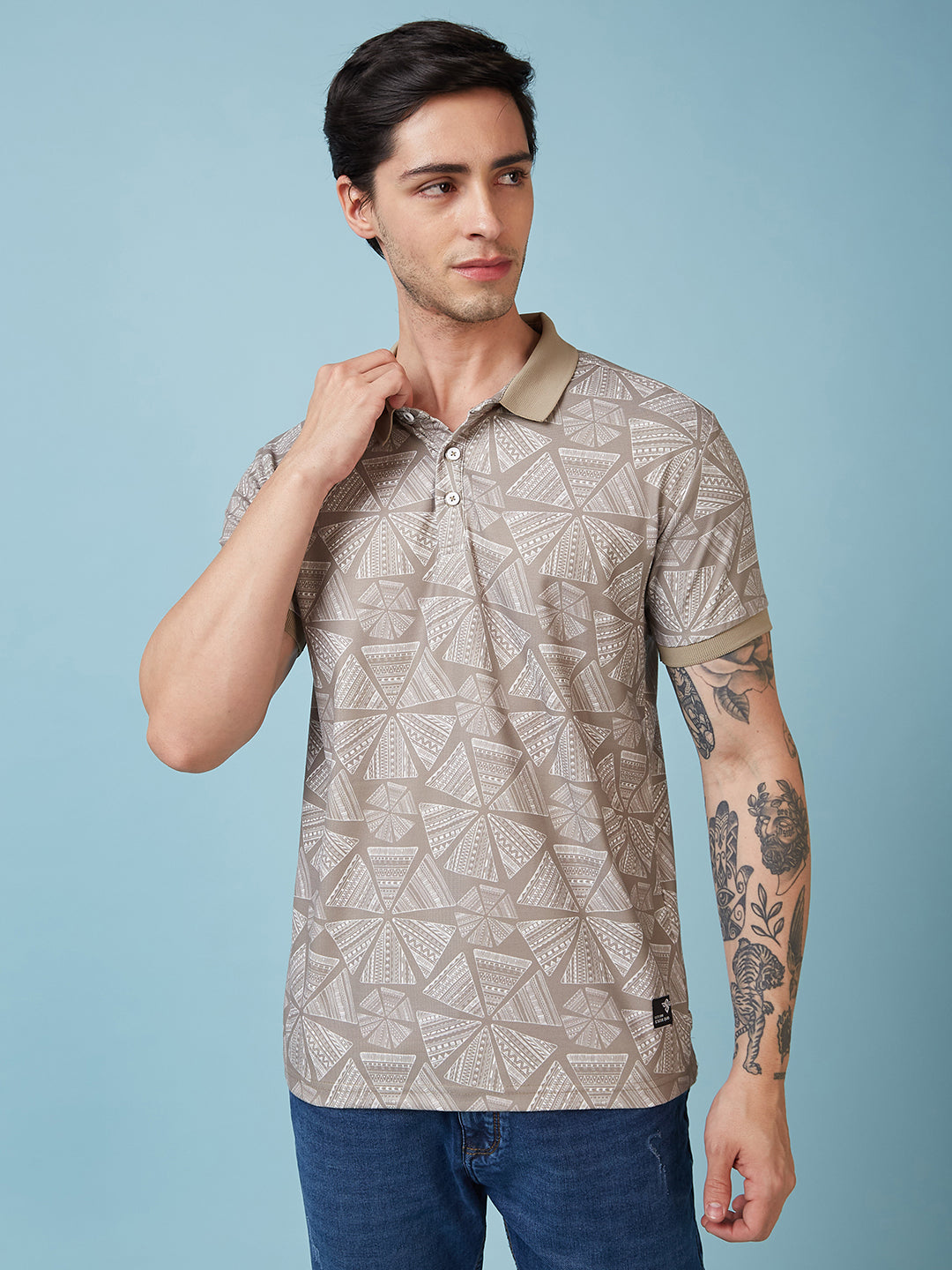 Men's Printed Polo Neck Half Sleeves T-shirts