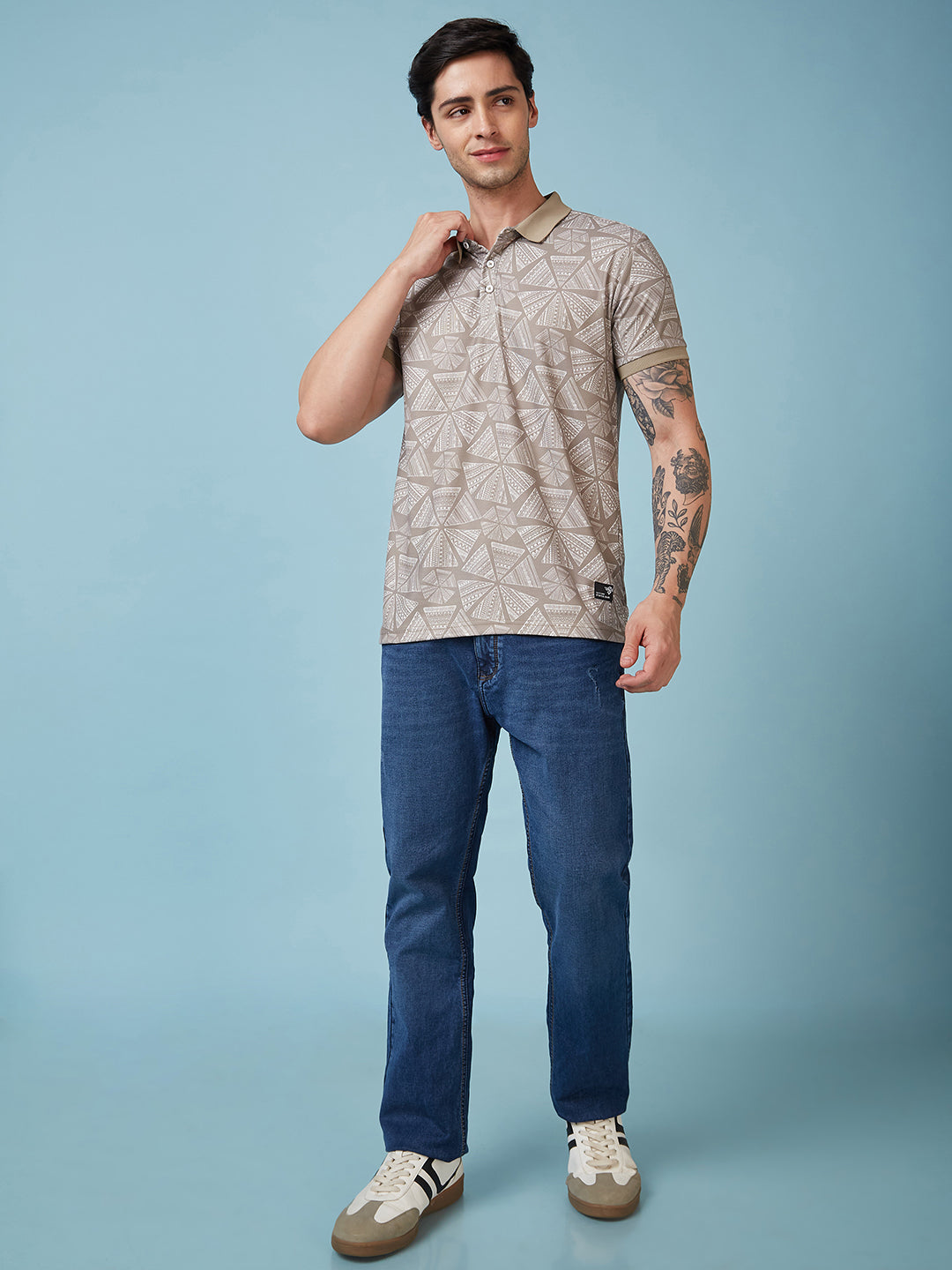 Men's Printed Polo Neck Half Sleeves T-shirts