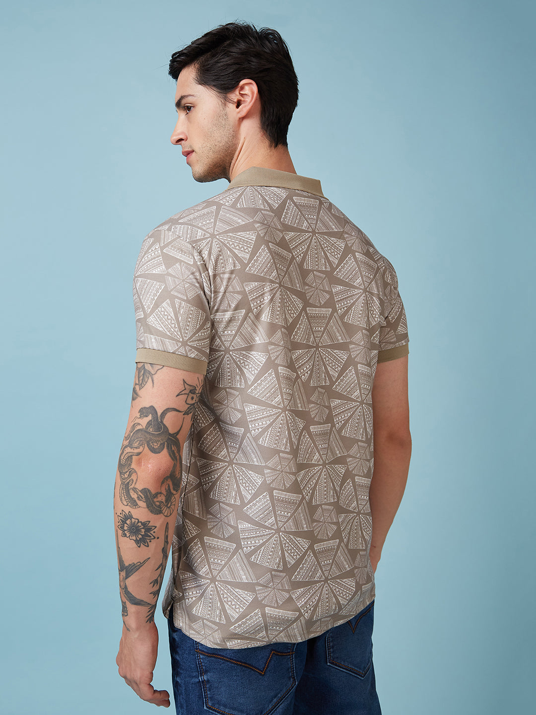 Men's Printed Polo Neck Half Sleeves T-shirts