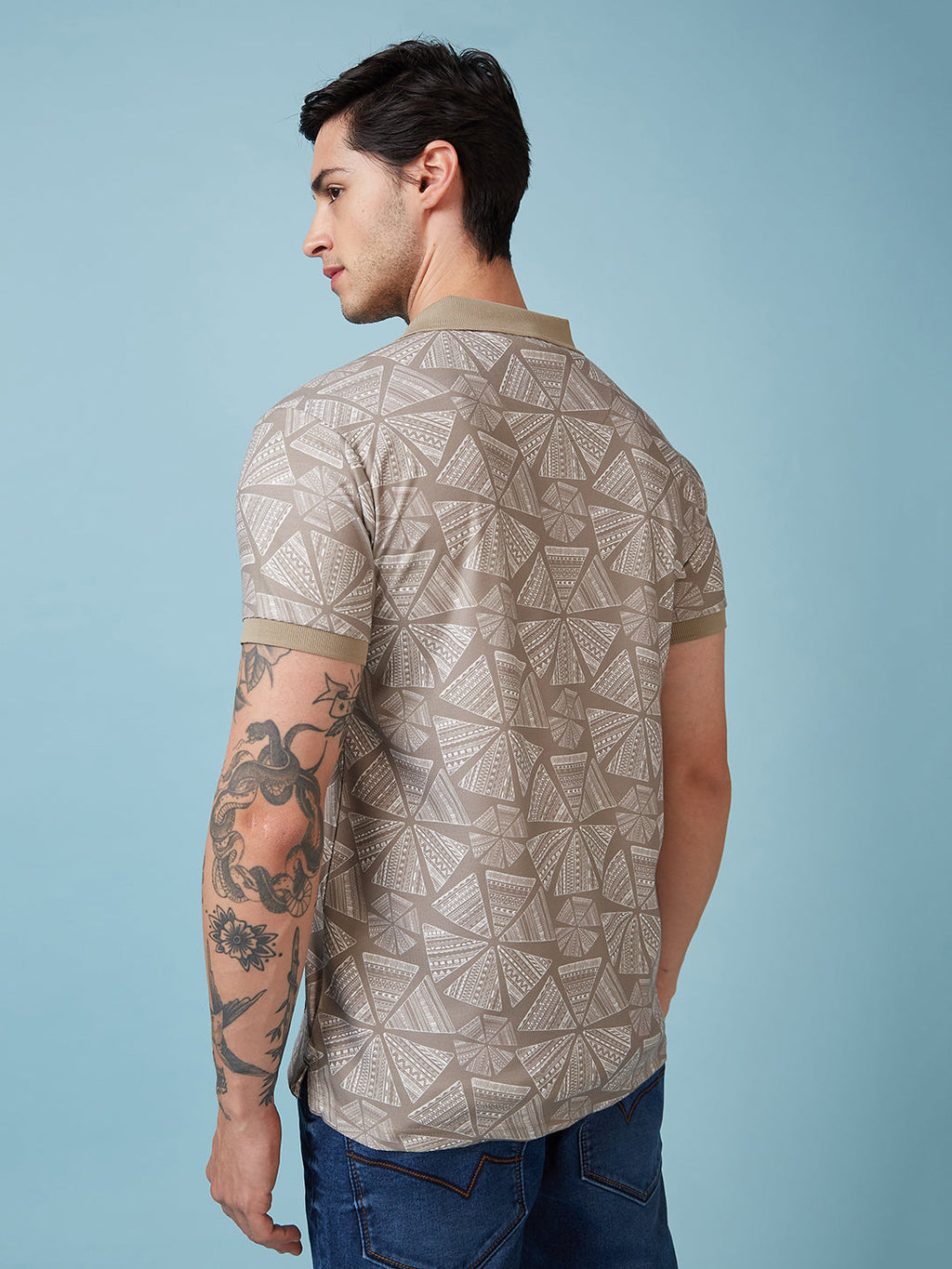 Men's Printed Polo Neck Half Sleeves T-shirts