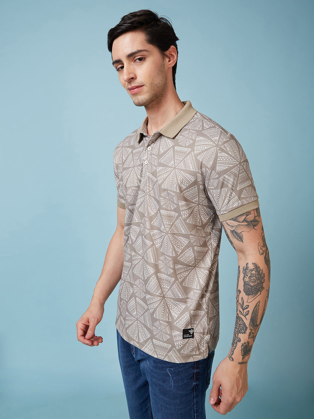 Men's Printed Polo Neck Half Sleeves T-shirts Secondary image