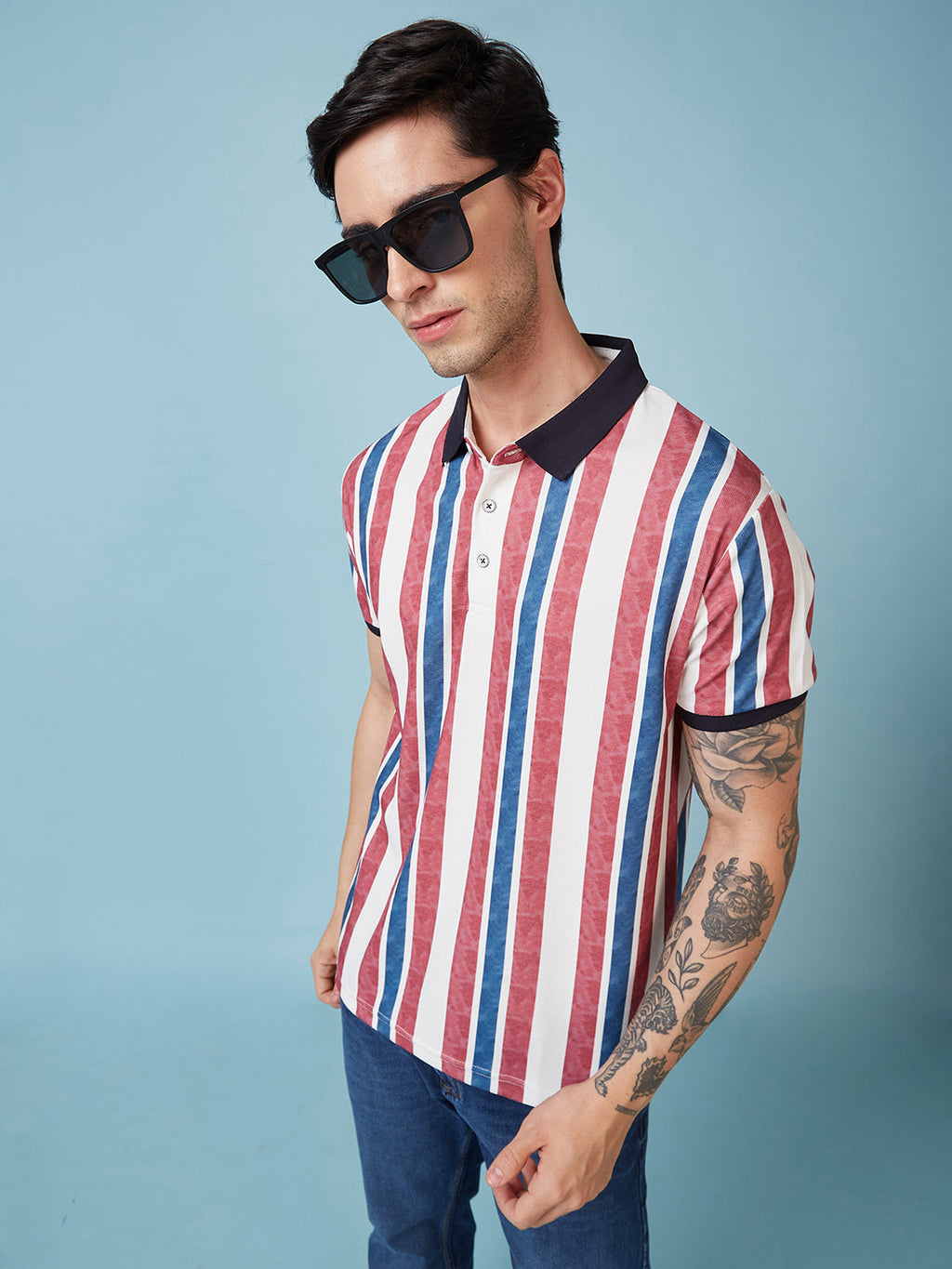 Men's Printed Polo Neck Half Sleeves T-shirts